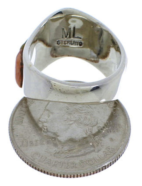 Multicolor Turquoise And Oyster Shell Inlay Ring Size 7-1/4 VX36294